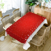 Aperturee - Winter White Sonw Red Christmas Tablecloth For Decor